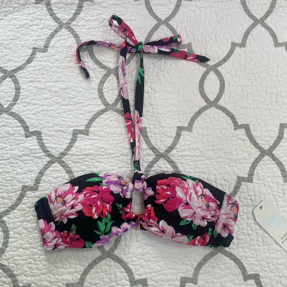 Time and Tru Fashion Swim Top Garden Bloom Women’s Size Large